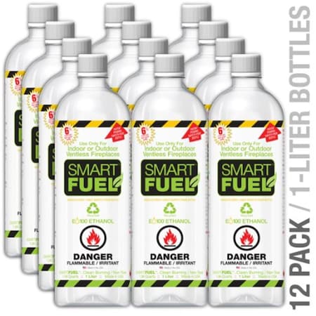 Designs-Done-Right Smart Fuel Liquid Bio-Ethanol Fuel 12 Pack Liter Bottles, 12Pk DE38731
